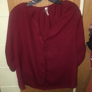 Burgundy cuffed blouse